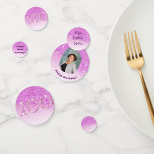 Alles Gute zum 100. Geburtstag Chic Falling Pink G Konfetti