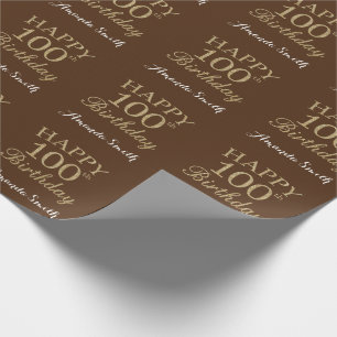 Alles Gute zum 100. Geburtstag Gold Glitzer und Br Geschenkpapier