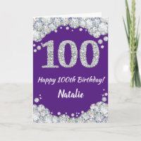 Alles Gute zum 100. Geburtstag Lila und Silberner