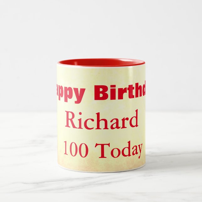 Alles Gute zum 100. Geburtstag Personalisiert Zweifarbige Tasse (Mittel)