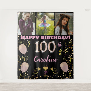 Alles Gute zum 100. Geburtstag Rose Gold Glitzer,  Wandteppich