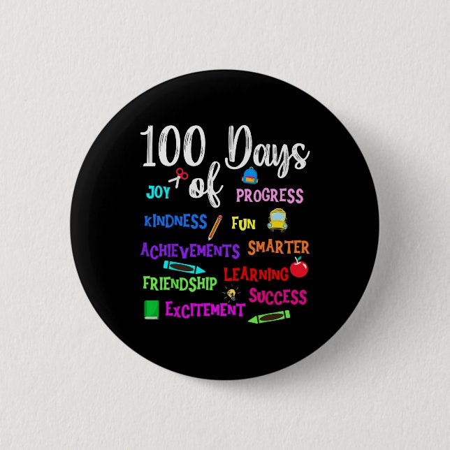 Alles Gute zum 100-tägigen Schullehrer Kindermädch Button (Vorderseite)