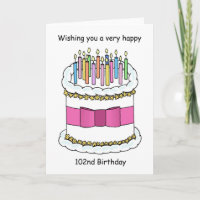 Alles Gute zum 102. Geburtstagskuchen und Kerzen
