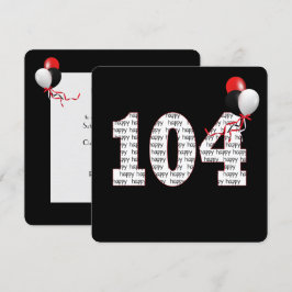 Alles Gute zum 104. Geburtstag auf schwarze Einlad Einladung