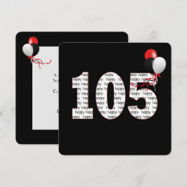 Alles Gute zum 105. Geburtstag auf schwarze Einlad Einladung