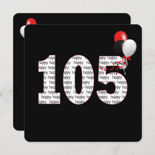 Alles Gute zum 105. Geburtstag auf schwarze Einlad Einladung