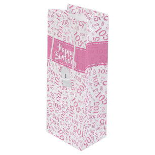 Alles Gute zum 105. Geburtstag Pink und White Numb Geschenktüte Für Weinflaschen