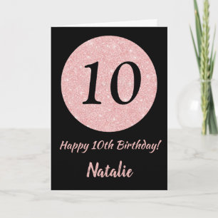 Alles Gute zum 10. Geburtstag Schwarz und Rose Pin Karte