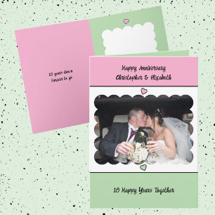 Alles Gute zum 10. Hochzeitstag Namen pink grün ei Karte