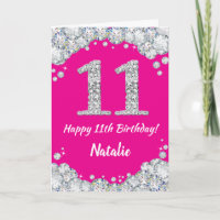 Alles Gute zum 11. Geburtstag Hot Pink und Silver 