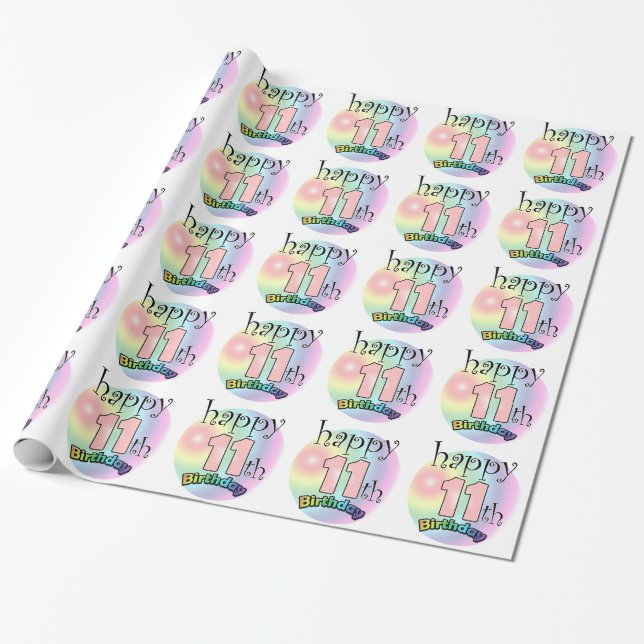 Alles Gute zum 11. Geburtstag (Rose) Geschenkpapier (Ungerollt)