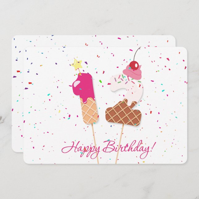 Alles Gute zum 12. Geburtstag Feiertagskarte (Vorne/Hinten)