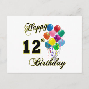 Alles Gute zum 12. Geburtstag Geschenke und Geburt Postkarte