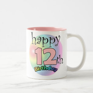 Alles Gute zum 12. Geburtstag (Rose) Zweifarbige Tasse