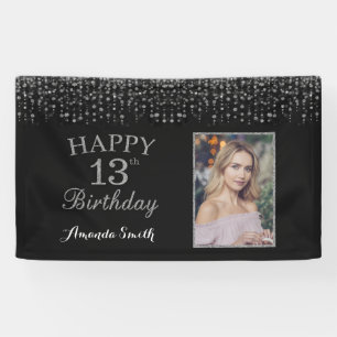 Alles Gute zum 13. Geburtstag! Silver Glitzer Foto Banner