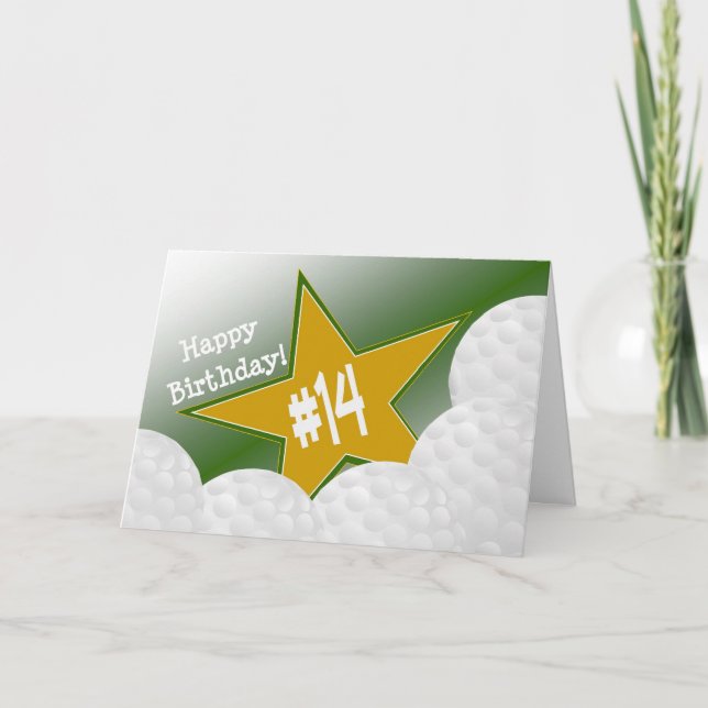 Alles Gute zum 14. Geburtstag, Golf Star! Karte (Vorderseite)