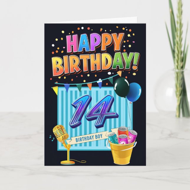 Alles Gute zum 14. Geburtstag Karte (Vorderseite)