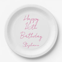 Alles Gute zum 16. Geburtstag Pink White Sechzehnt