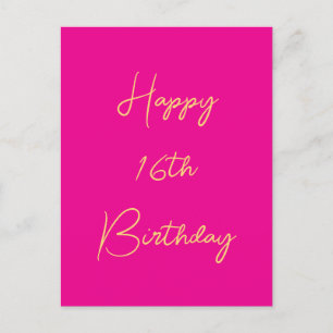 Alles Gute zum 16. Geburtstag Sixteen Gold Hot Pin Postkarte