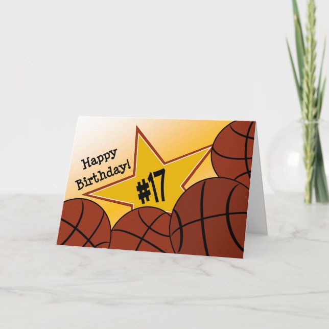 Alles Gute zum 17. Geburtstag, Basketball Star! Karte (Vorderseite)
