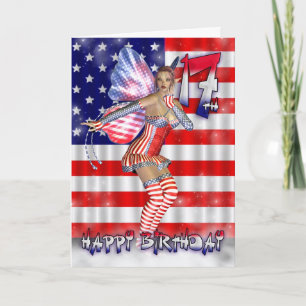 Alles Gute zum 17. Geburtstag in ihren US Flagge Karte