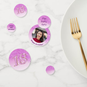 Alles Gute zum 18. Geburtstag Chic Falling Pink Gl Konfetti