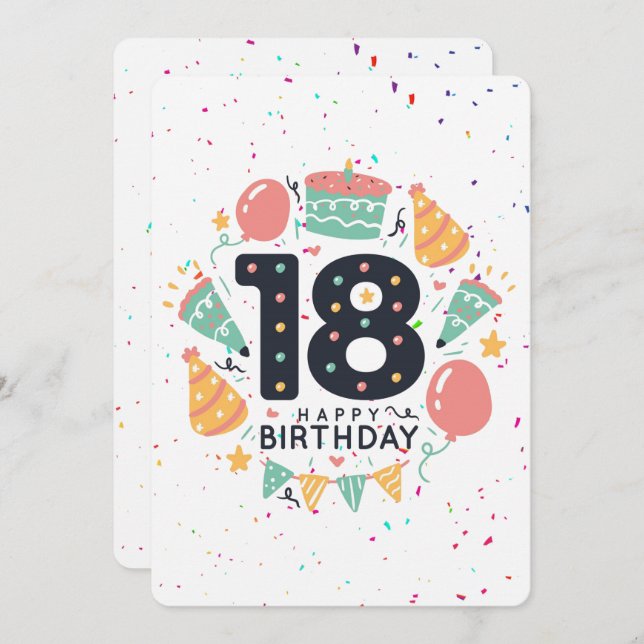 Alles Gute zum 18. Geburtstag Feiertagskarte (Vorne/Hinten)