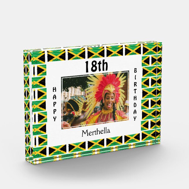 Alles Gute zum 18. Geburtstag JAMAICA FLAG Fotoblock (Links)