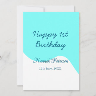 Alles Gute zum 1. Geburtstag, blaue wellige Retro- Einladung