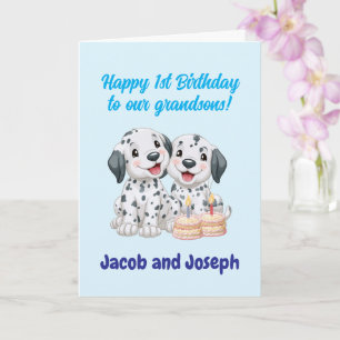 Alles Gute zum 1. Geburtstag Enkel, Welpen   Karte