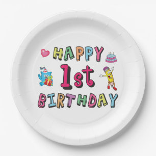 Alles Gute zum 1. Geburtstag für 1-jährige Kinder  Pappteller