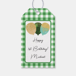 Alles Gute zum 1. Geburtstag & Grünes Gingham & Lu Geschenkanhänger