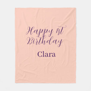 Alles Gute zum 1. Geburtstag orange lila Boho Retr Fleecedecke