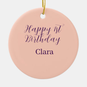 Alles Gute zum 1. Geburtstag orange lila Boho Retr Keramik Ornament