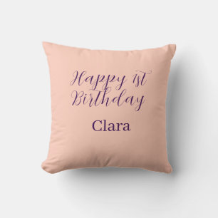 Alles Gute zum 1. Geburtstag orange lila Boho Retr Kissen