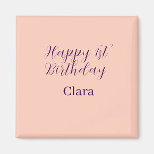 Alles Gute zum 1. Geburtstag orange lila Boho Retr Magnet