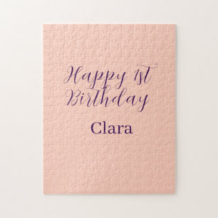 Alles Gute zum 1. Geburtstag orange lila Boho Retr Puzzle