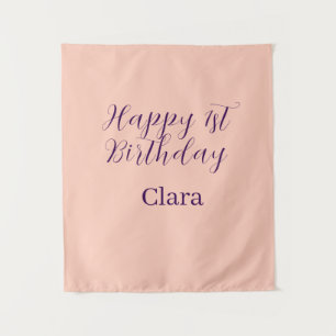 Alles Gute zum 1. Geburtstag orange lila Boho Retr Wandteppich