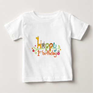 Alles Gute zum 1. Geburtstag – Süße Tier-Themen-Fe Baby T-shirt