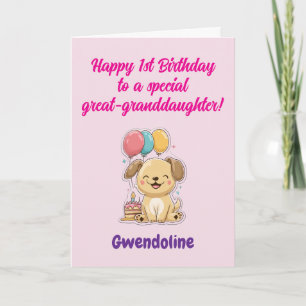 Alles Gute zum 1. Geburtstag Ur-Enkelin, Süßer Wel Karte
