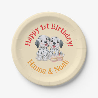 Alles Gute zum 1. Geburtstag Zwillinge, Neutral, W Pappteller