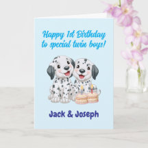 Alles Gute zum 1. Geburtstag, Zwillingsjungen, süß