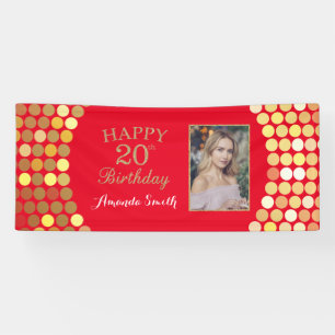 Alles Gute zum 20. Geburtstag Banner Rot und Gold 
