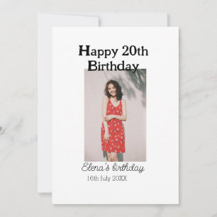 Alles Gute zum 20. Geburtstag Foto modern, schlich Einladung