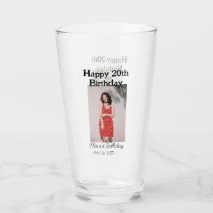 Alles Gute zum 20. Geburtstag Foto modern, schlich Glas