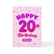Alles Gute zum 20. Geburtstag Karte mit individuel
