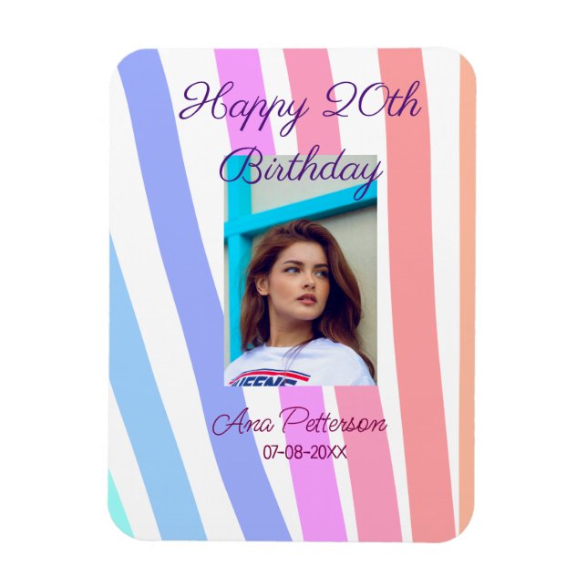 Alles Gute zum 20. Geburtstag Regenbogen rustikale Magnet (Vertikal)
