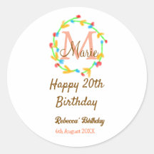 Alles Gute zum 20. Geburtstag roter Namensmonogram