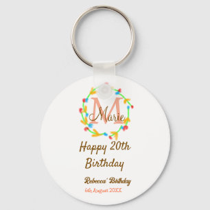 Alles Gute zum 20. Geburtstag roter Namensmonogram Schlüsselanhänger