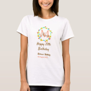 Alles Gute zum 20. Geburtstag roter Namensmonogram T-Shirt